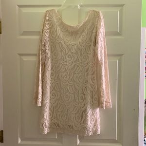 Long sleeve off white dress